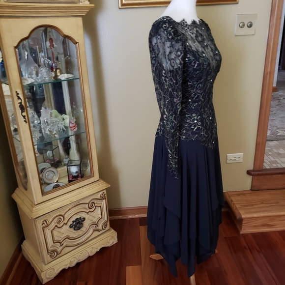 CASADEI | BLACK SEQUIN HANDKERCHIEF HEM MIDI DRESS - Picture 7 of 15